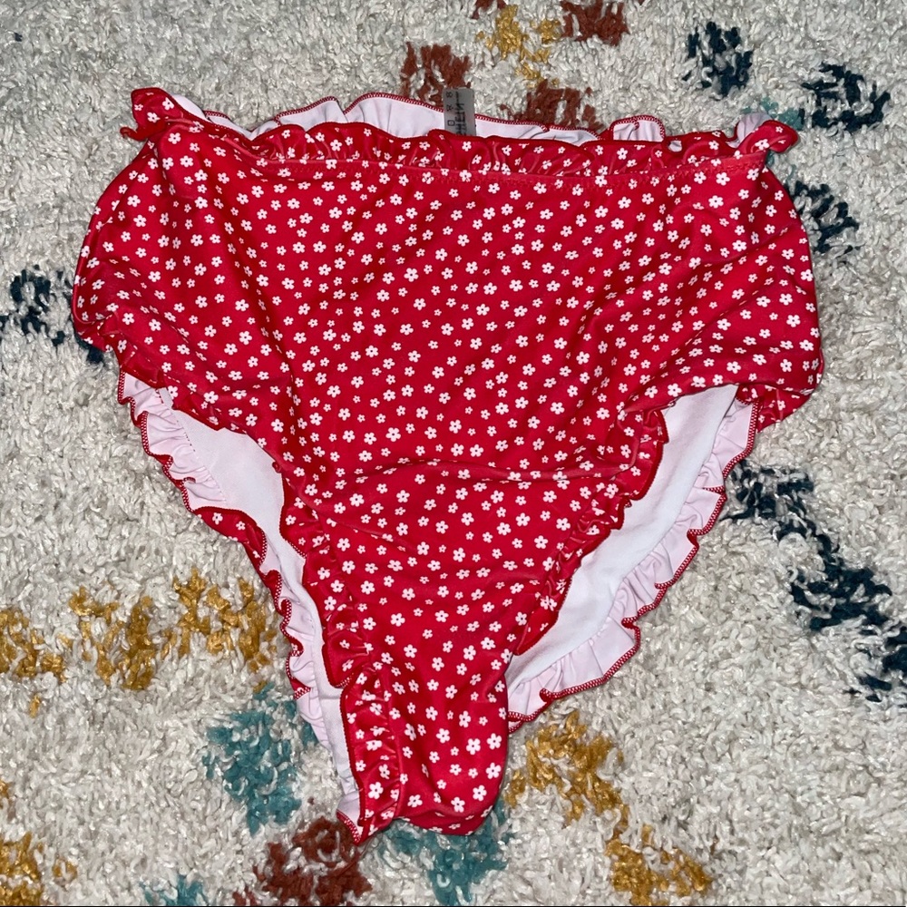 Red Floral High Waisted Bikini Bottoms
